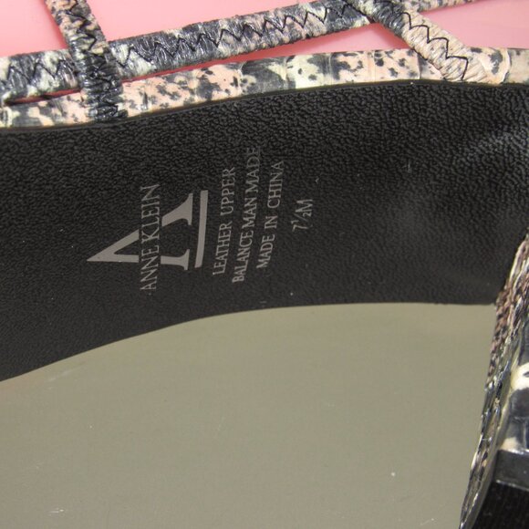 Anne Klein Snakeskin-Print Square-Toe Slingback Sandals Heels 7.5 M | Y2K Glam - Picture 7 of 7